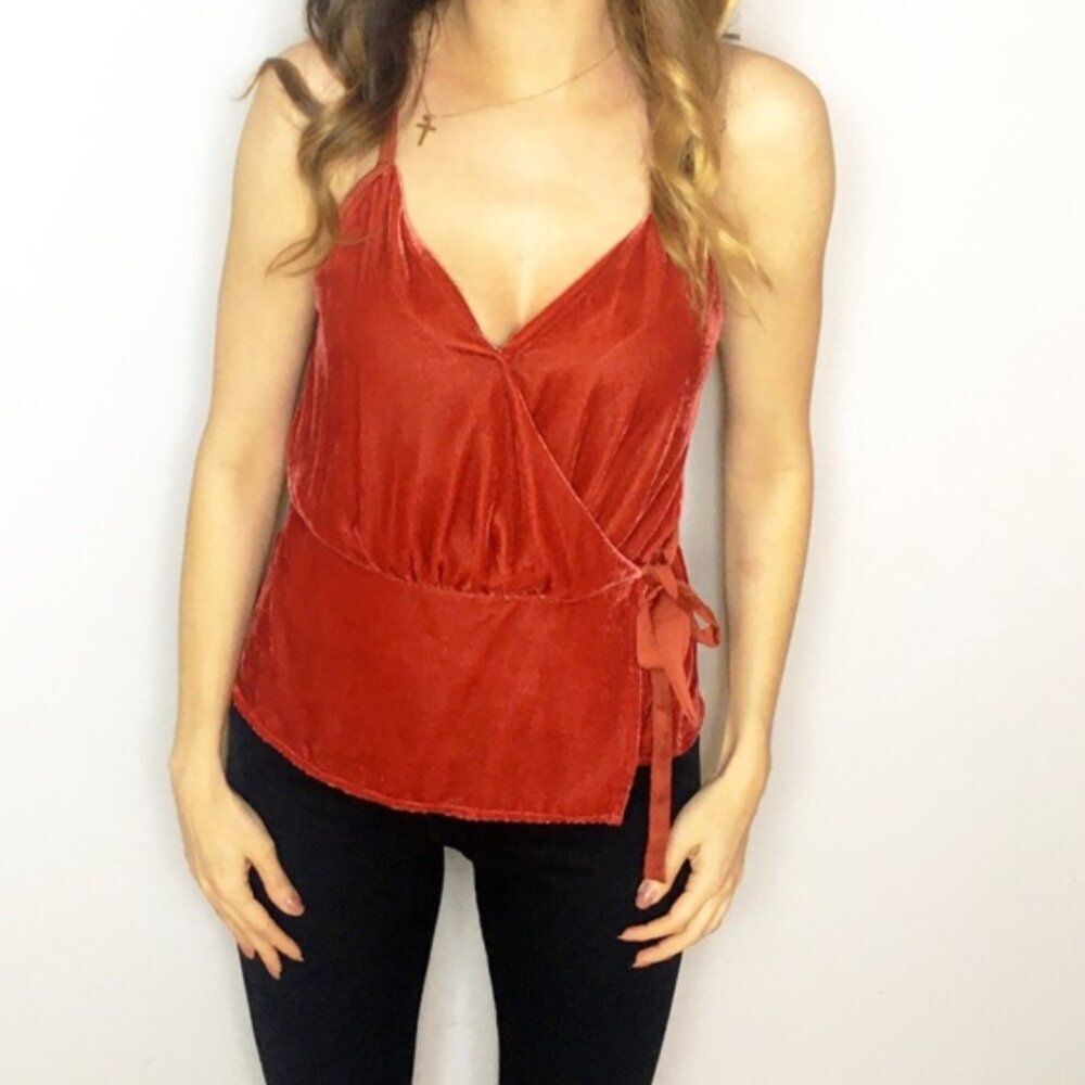 Express Velvet Wrap Cami in Rust‎ Large